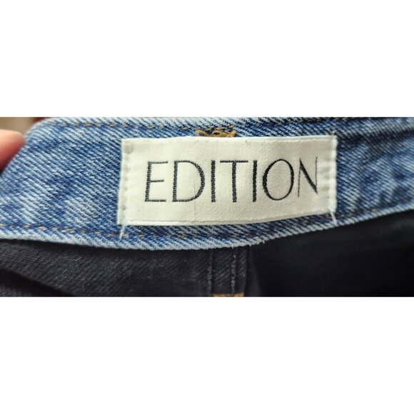 Edition Contrast Waist Jeans Black Denim Pants M/L 100% Cotton Y2K Style - Picture 11 of 16